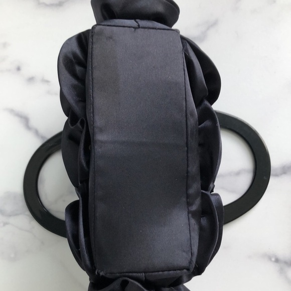 For Your Ease Only Black Satin Rosettes Evening Purse Handbag - Picture 5 of 12